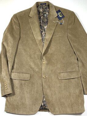 Ralph Lauren Tan Beige Corduroy Sport Coat Blazer Jacket Paisley Lined 40 L 40L
